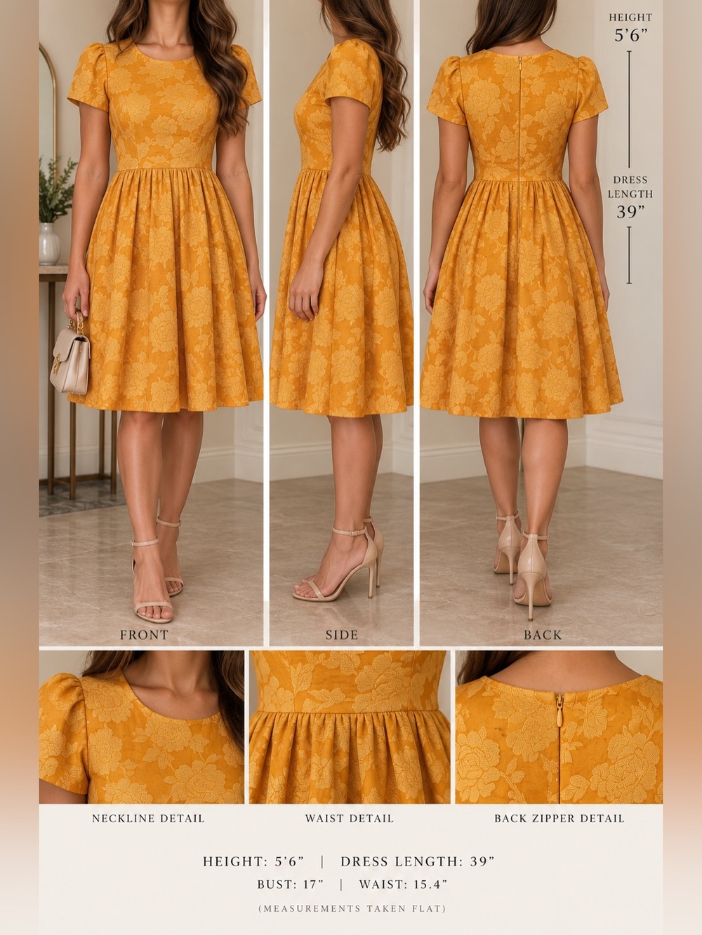 Rachel Parcell Mustard Gold Floral dress